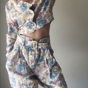 💐VTG 80s new romantic floral two piece set